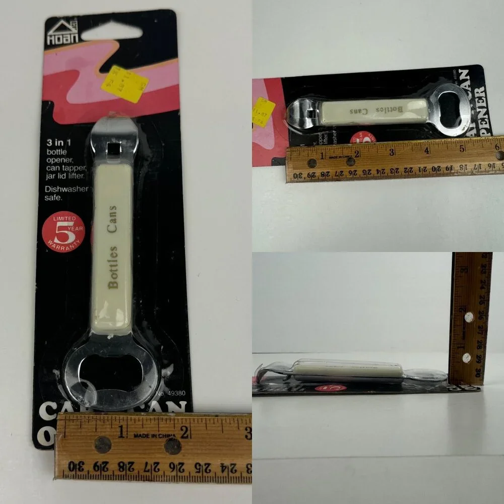 Vtg Sealed Hoan 3 in 1 Bottle Can Jar Opener Cap'n Can Opener White Prop READ‎